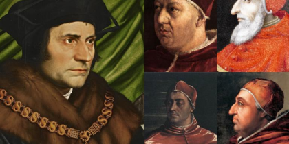 Thomas More with Leo X, Julius II, Clement VII and Alexander VI (all public domain via Wikimedia)