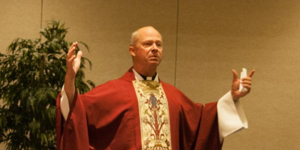 Fr. Chad Zielinski, now bishop of Fairbanks, preaching as an air force chaplain (CC0 government photo)