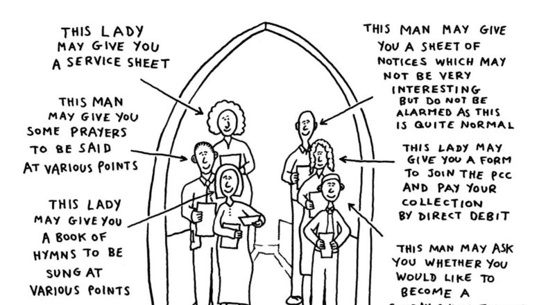 Things you could be given on your way into Church. An example of the illustrations this guide has for church interactions