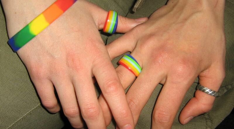 Hands together as a symbol of gay marriage. (CC BY 2.0 Deed Kurt Löwenstein Education Center)