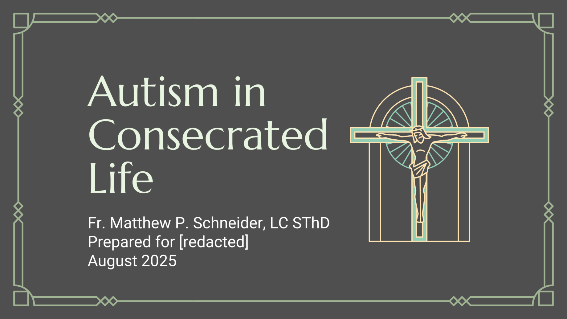 First slide of the presentation on autism in consecrated life
